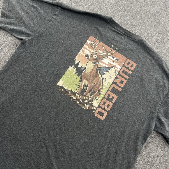 Burlebo Hunting Pocket T Shirt Mens 2XL Gray Outdoor Casual Classic Deer Buck SS - Picture 1 of 9